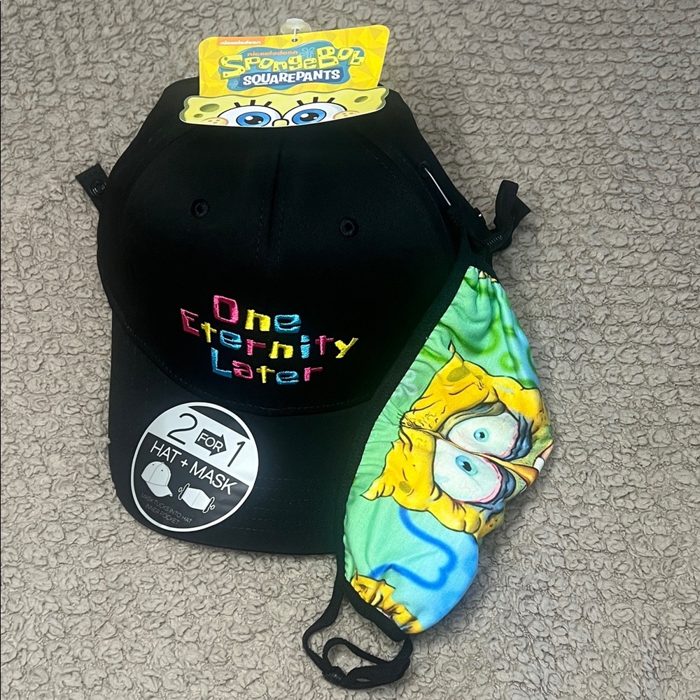 SpongeBob SquarePants Black Hat with Colorful Text